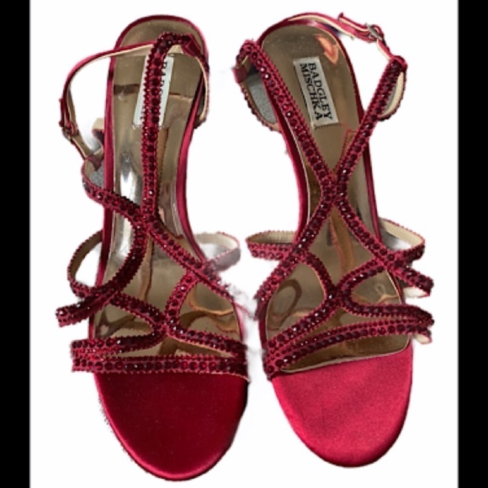 Badgley Mischka Red Crystal Slingback Sandal Sz 10